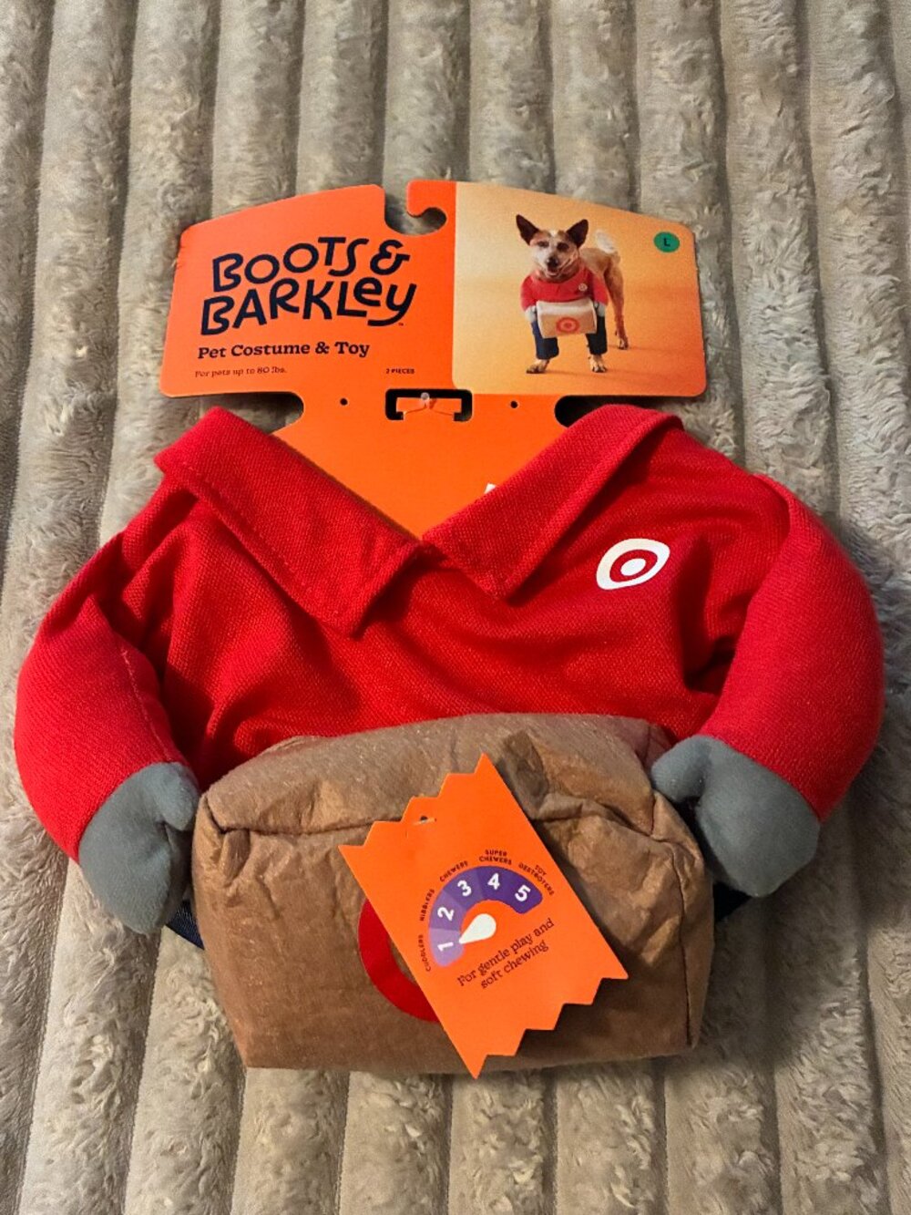 BOOTS AND BARKLEY TARGET SHOPPER PET COSTUME & TOY-LARGE-UP TO 80 LBS-NWT!